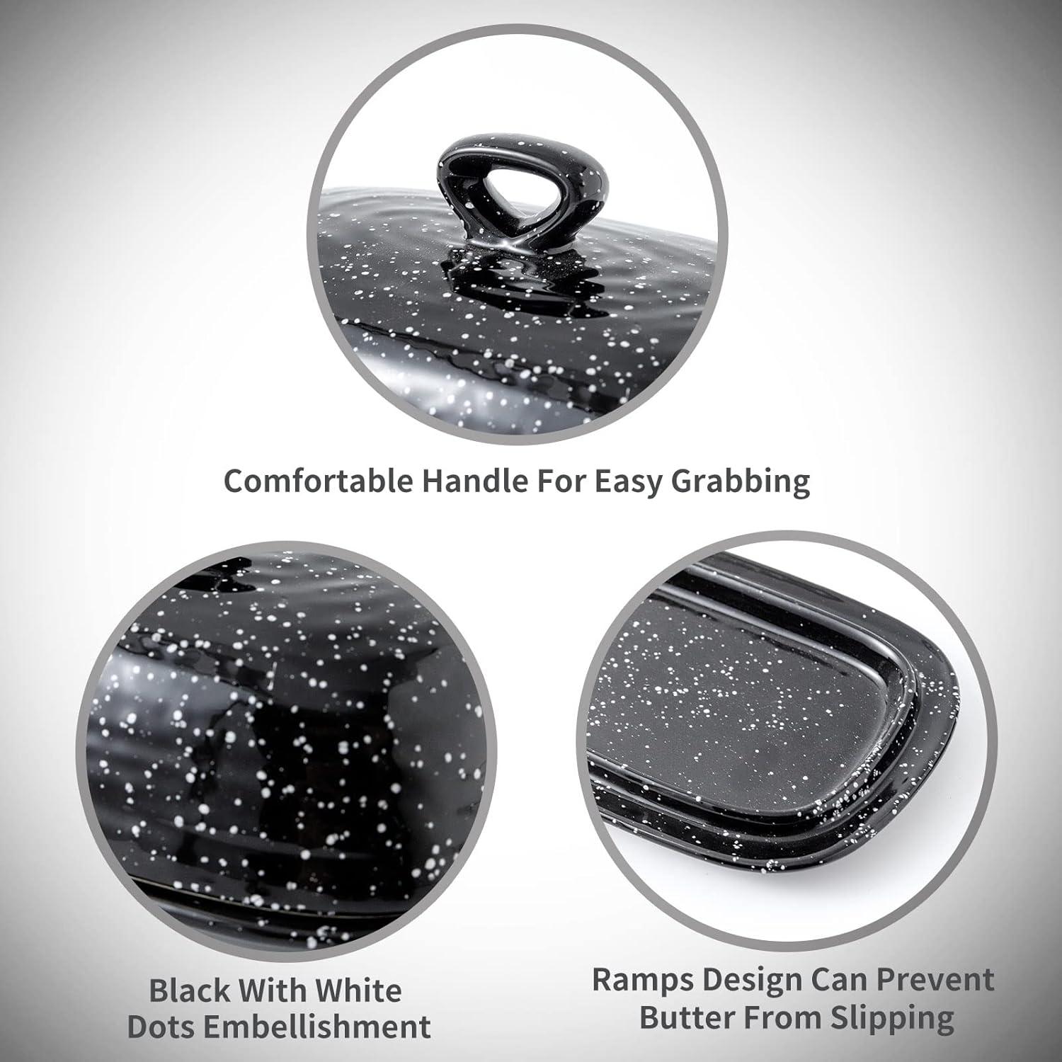 Plato de Mantequilla Hasense Negro con Tapa de Cerámica 18.5cm