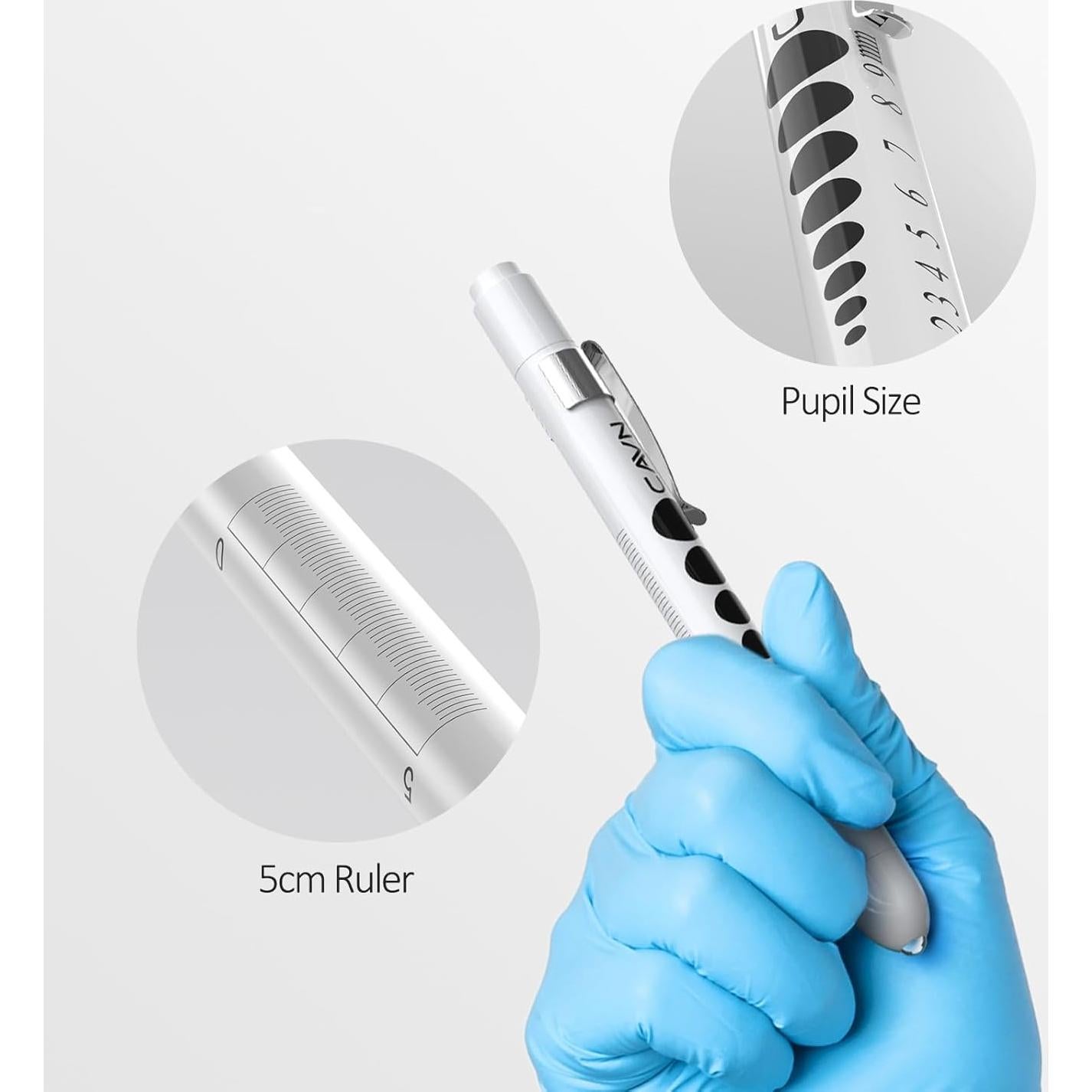 Lámpara de Bolígrafo LED CAVN con Medidor de Pupilas - 2 Pcs