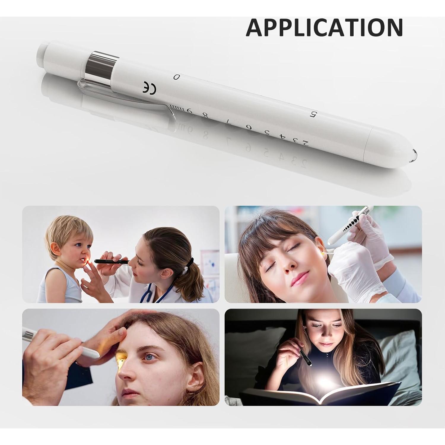 Lámpara de Bolígrafo LED CAVN con Medidor de Pupilas - 2 Pcs