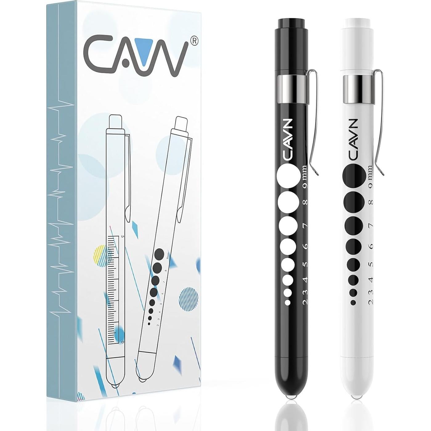 Lámpara de Bolígrafo LED CAVN con Medidor de Pupilas - 2 Pcs