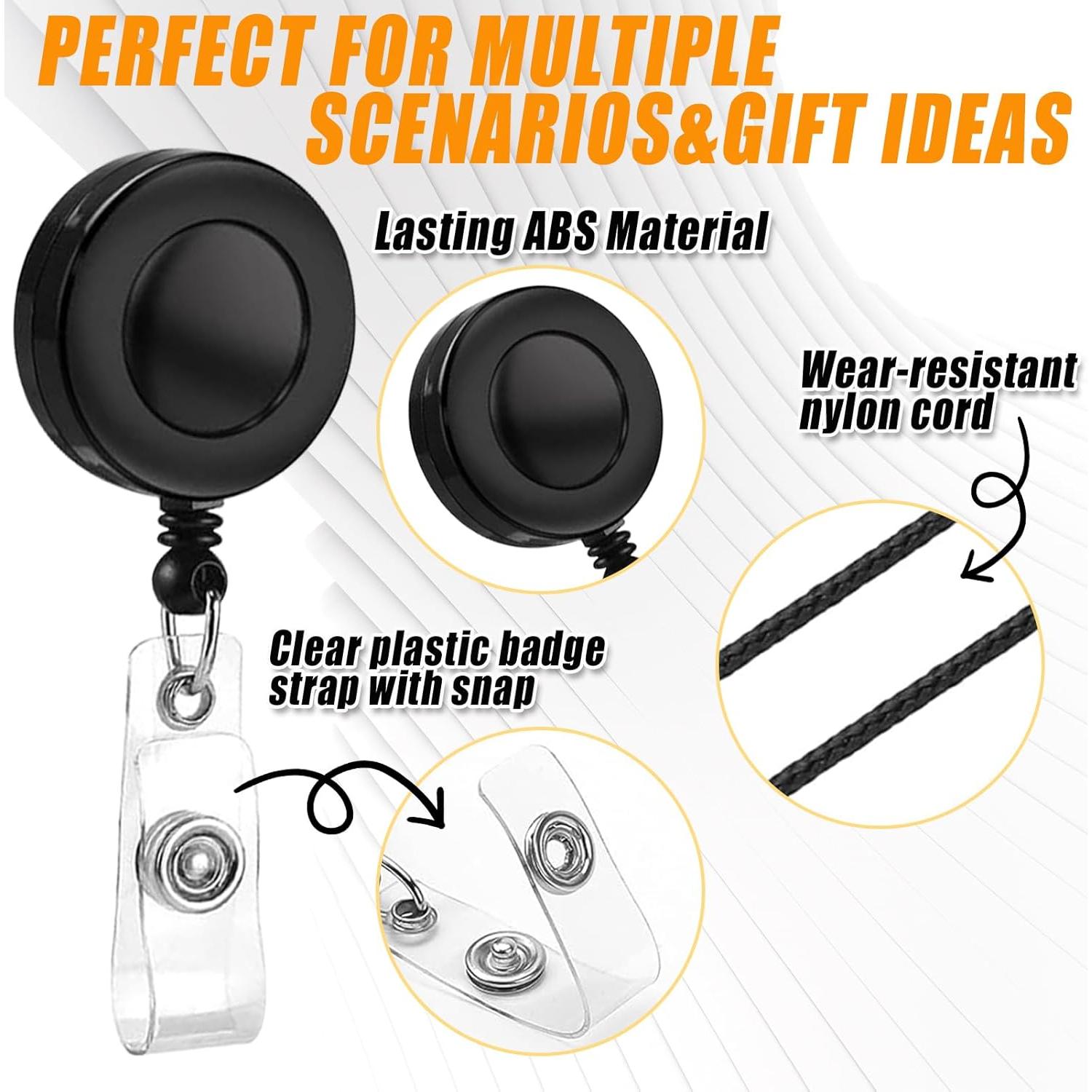 30 Carretes Retráctiles para Insignias COLOGO Negro 60 cm