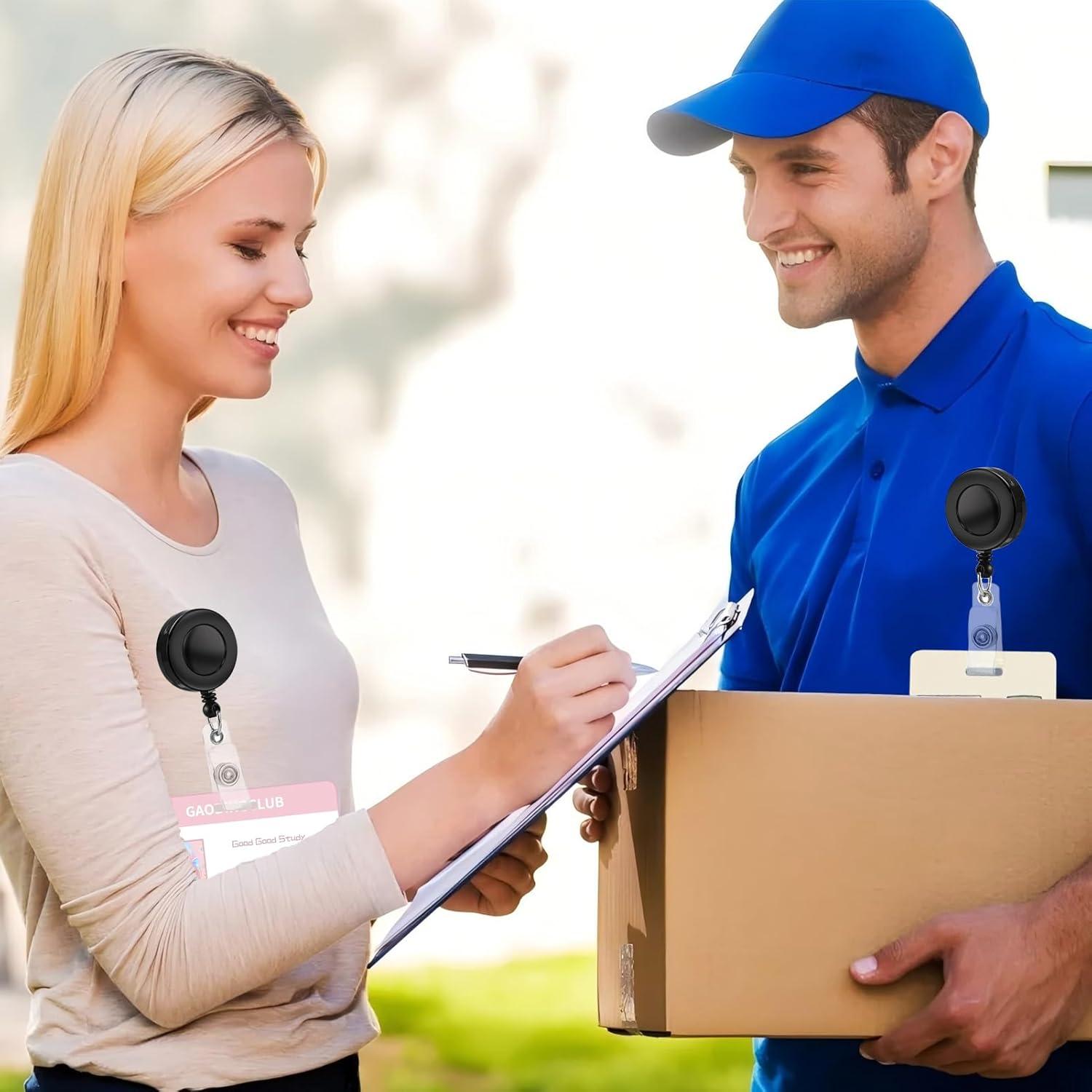 30 Carretes Retráctiles para Insignias COLOGO Negro 60 cm