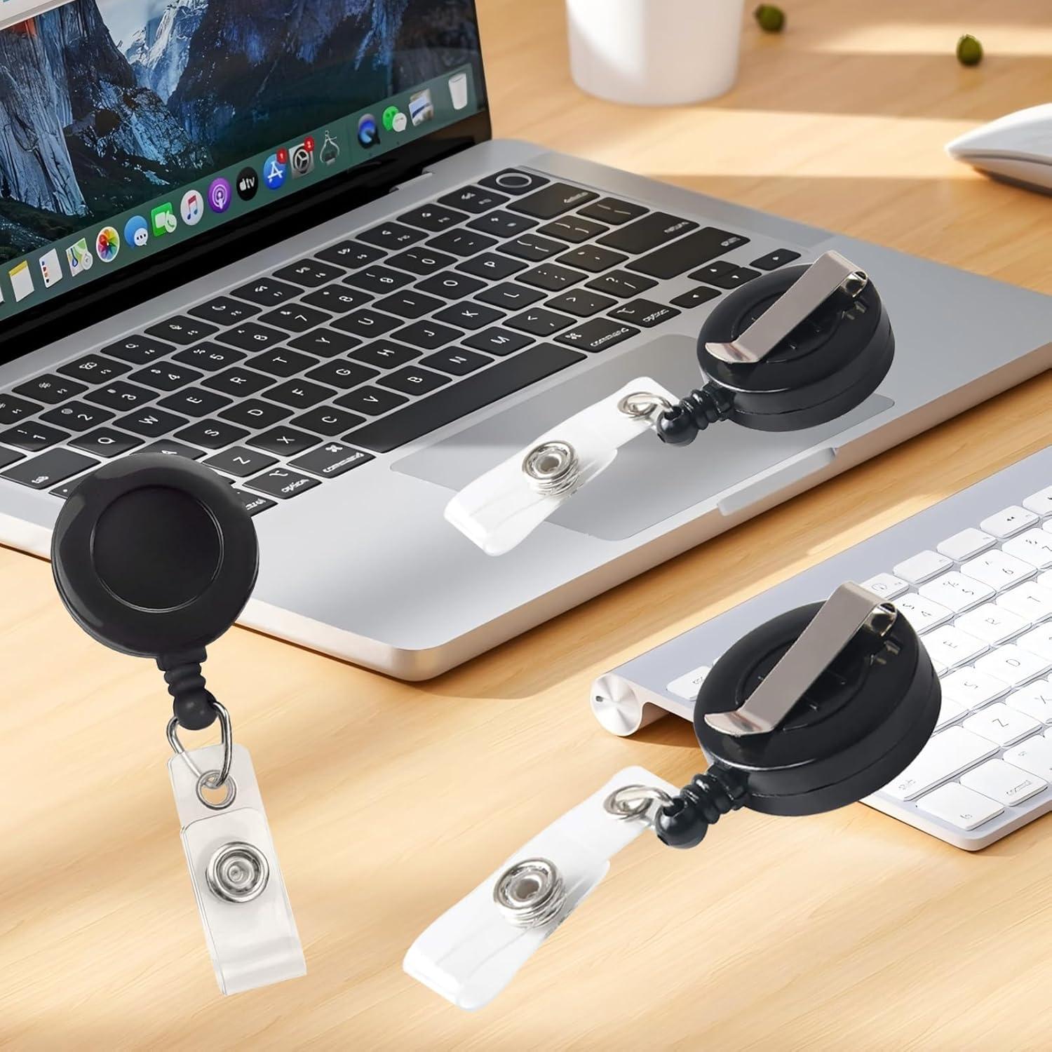 30 Carretes Retráctiles para Insignias COLOGO Negro 60 cm