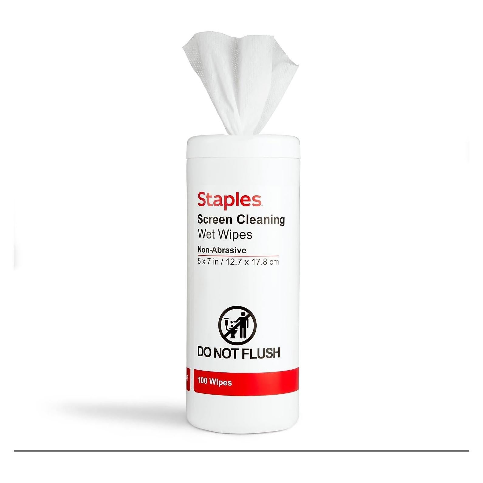 Toallitas Limpiadoras de Pantalla Staples 100 Unidades