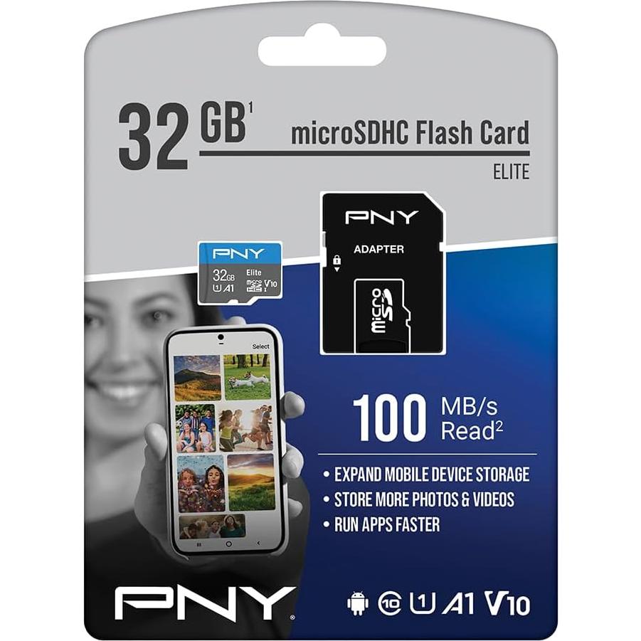Tarjeta de Memoria PNY 32GB microSDHC Clase 10 U1 V10 100MB/s