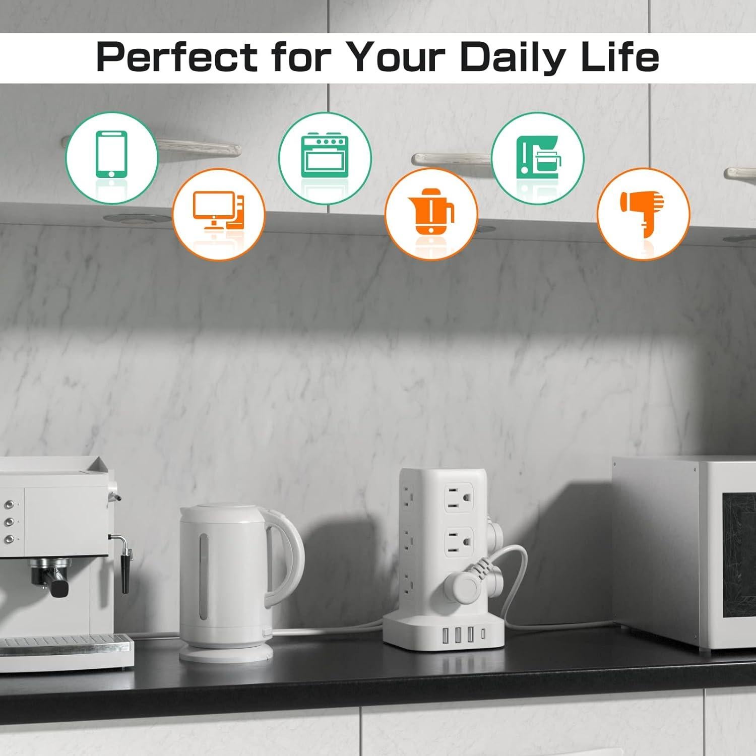 Regleta de Torre SMALLRT 12 Salidas y 4 USB Carga Rápida