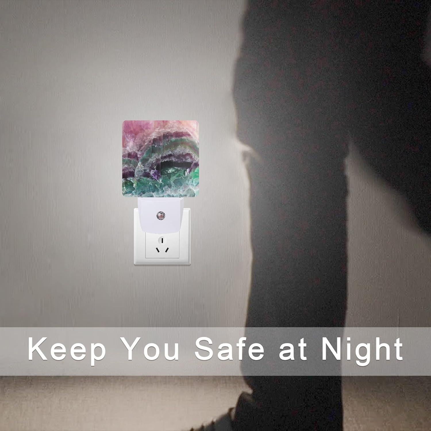 Lámpara Nocturna LED Smoaffly Rosa Fluorita con Sensor Automático