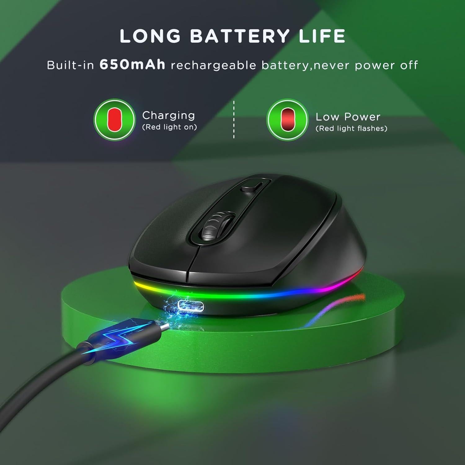 Ratón Inalámbrico Recargable Seenda IWG-FGM02 LED Negro