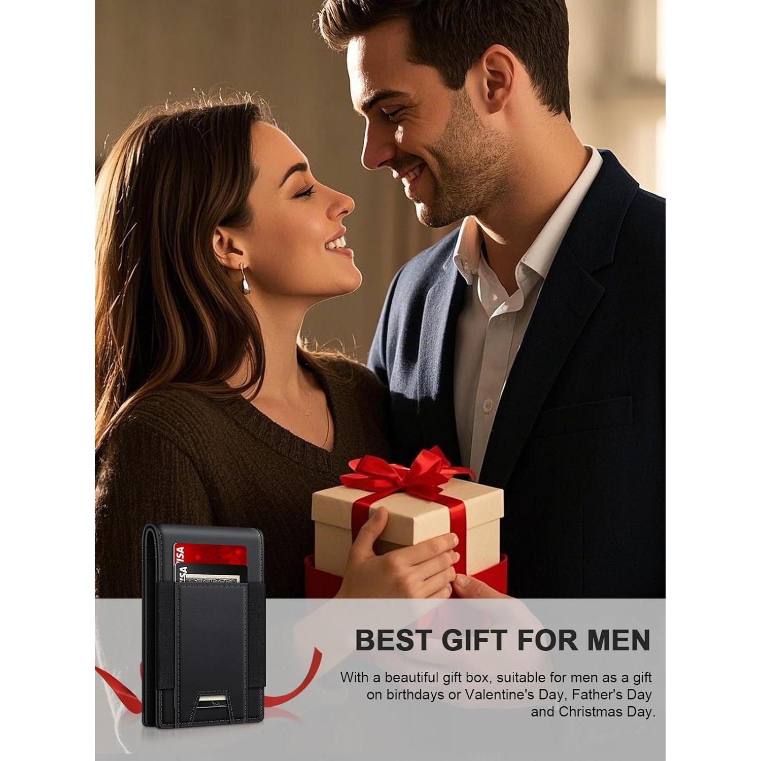 Billetera delgada SEMORID con bloqueo RFID, 17 tarjetas, negra