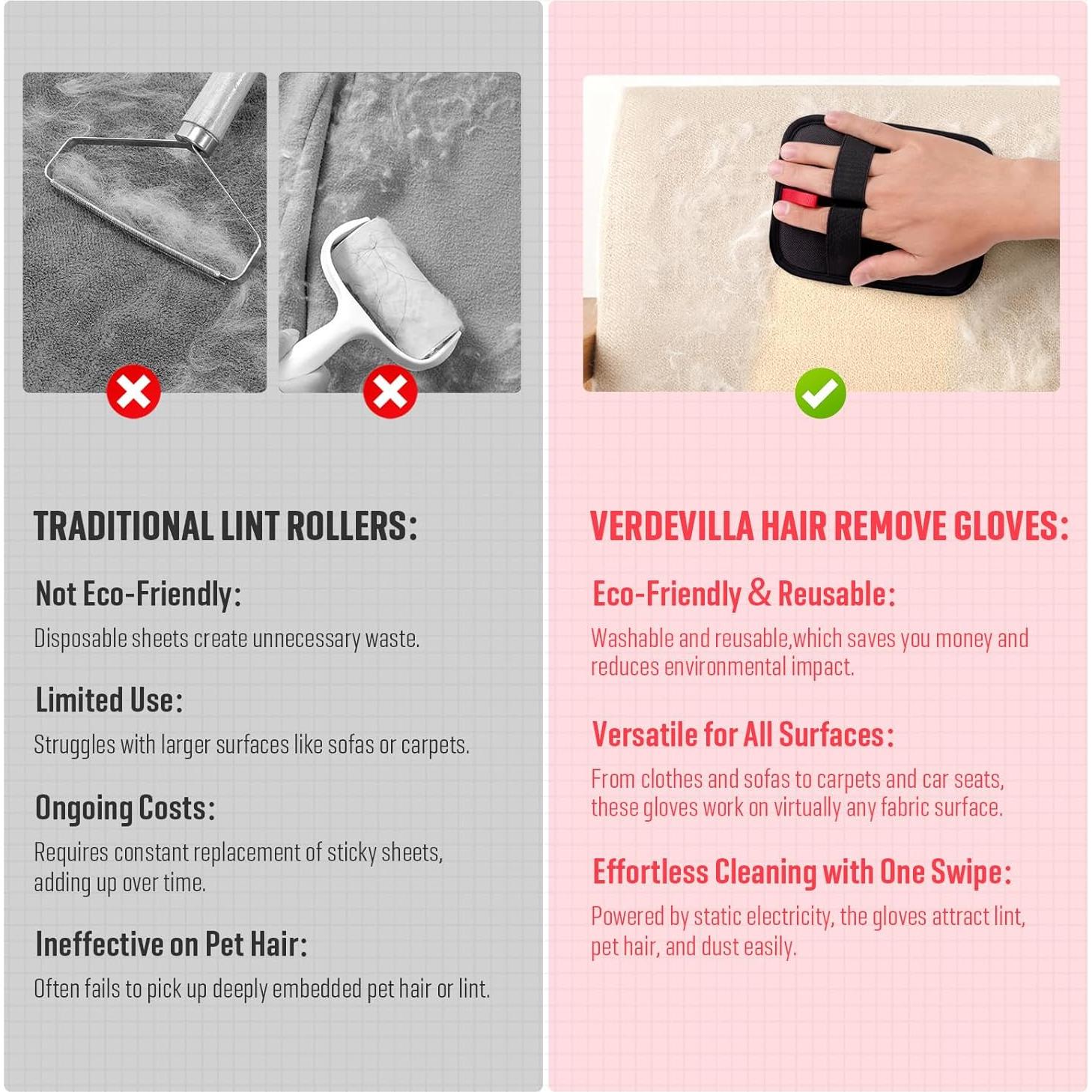 Guantes Electrostáticos Removedor de Pelo de Mascota VerdeVilla