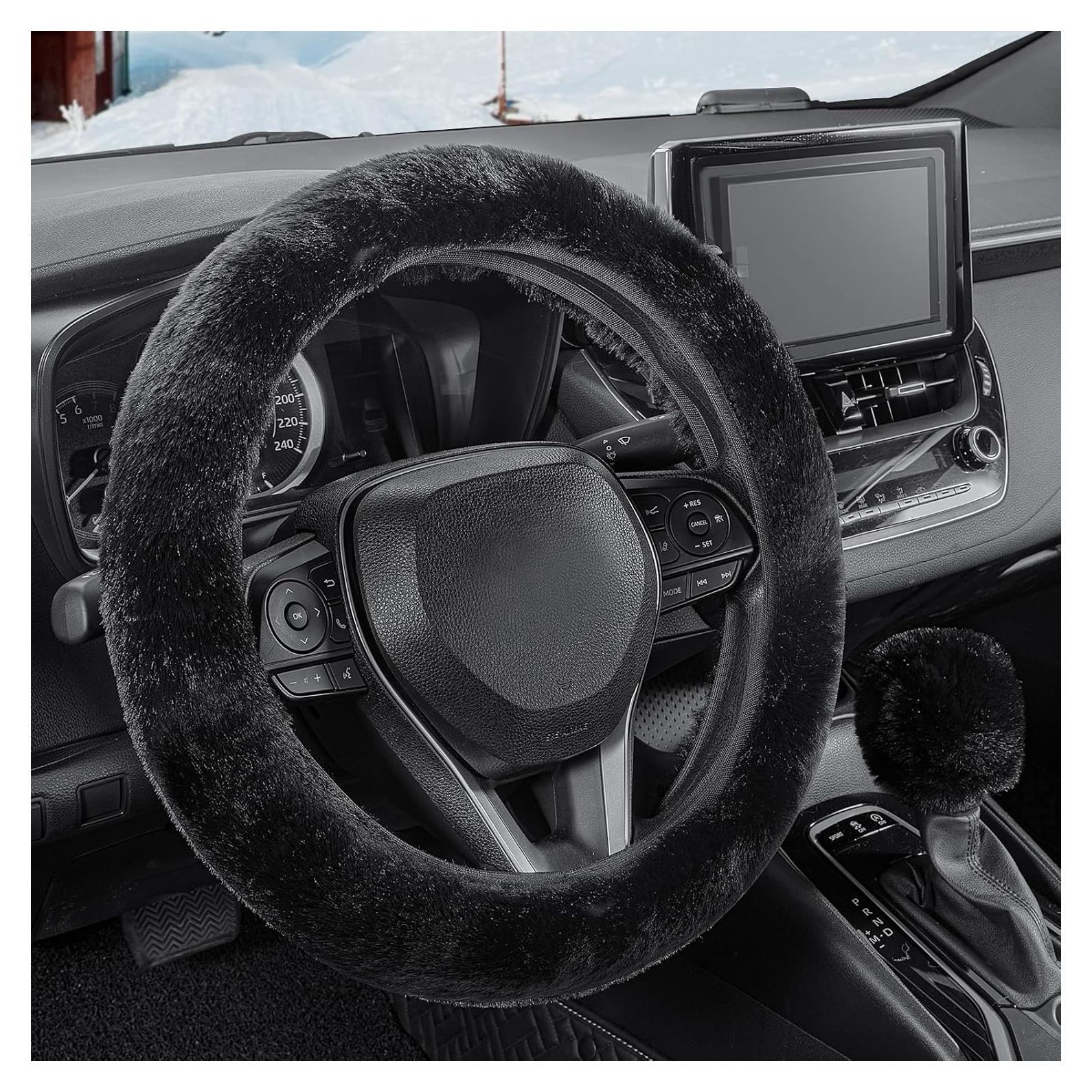 Cubierta de Volante de Coche SEG Direct Fieltro Negro 2 PCS