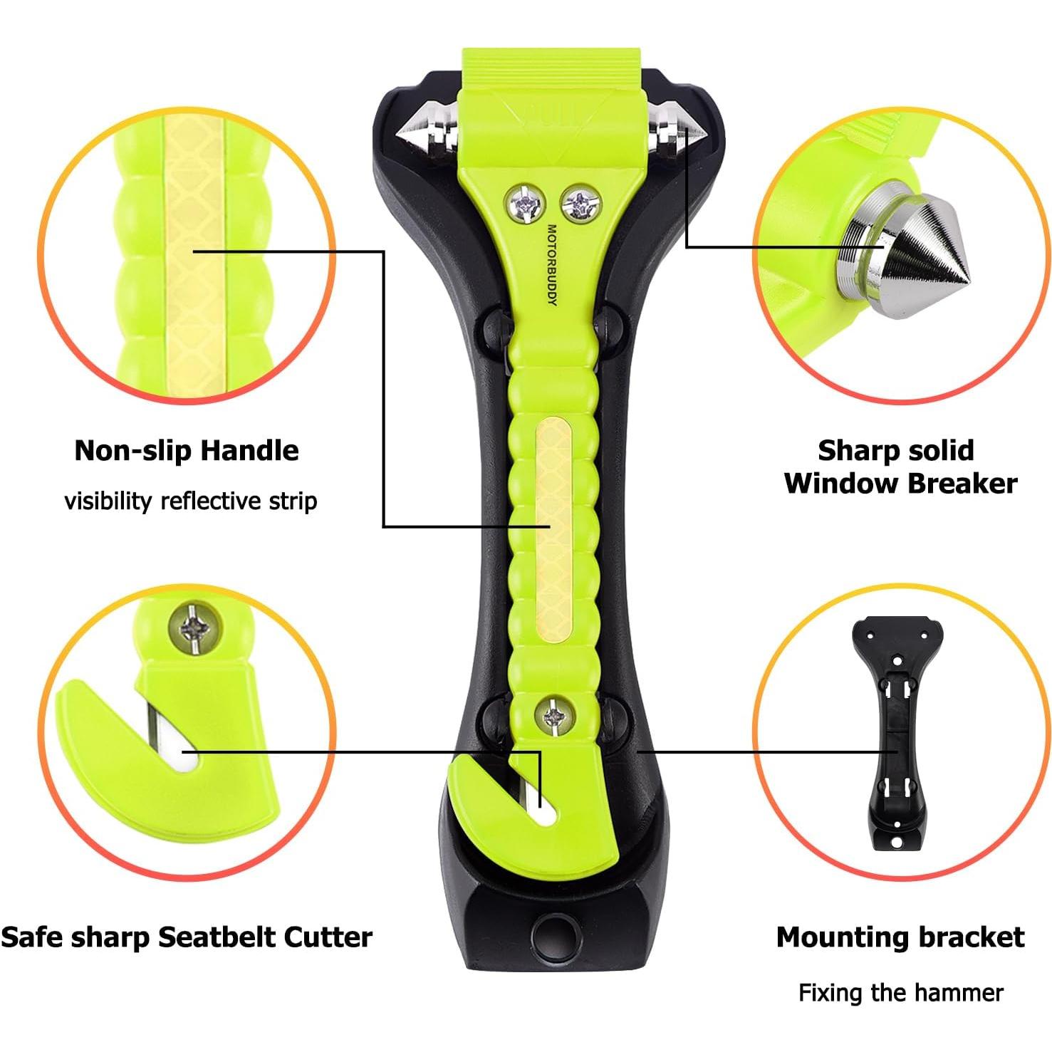 Juego de 2 Martillos de Seguridad MOTORBUDDY con Cortador