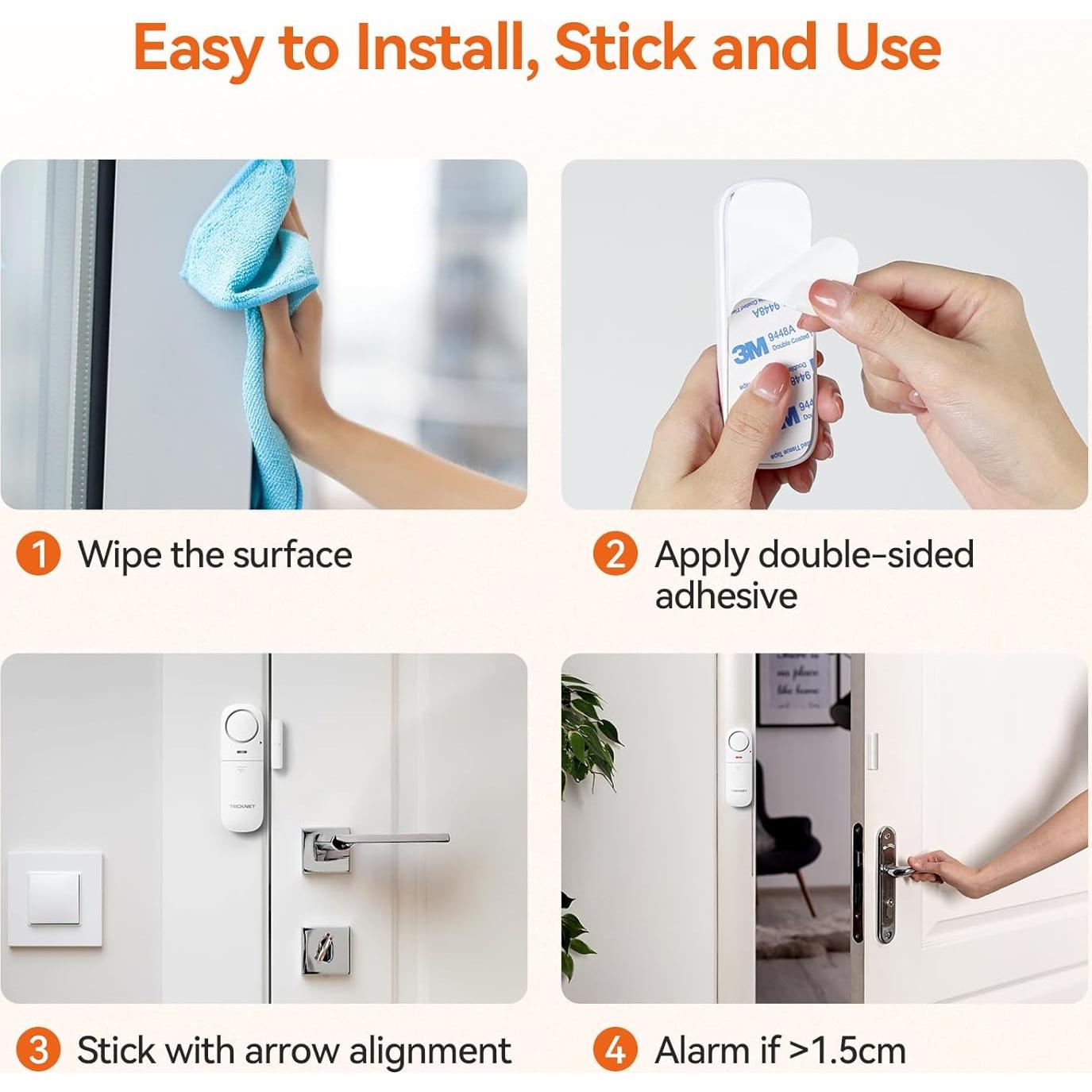 Sensor de Alarma TECKNET 2-Pack para Puertas y Ventanas