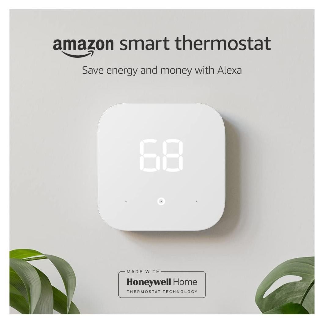 Like-New Amazon Smart Thermostat – ENERGY STAR certified, DIY install, Works with Alexa – C-wire required