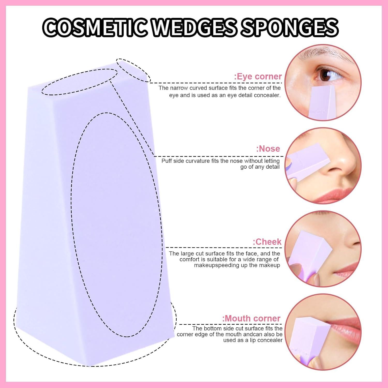 Esponjas de Maquillaje Teenitor 48 Pcs Sin Látex Rosa/Púrpura