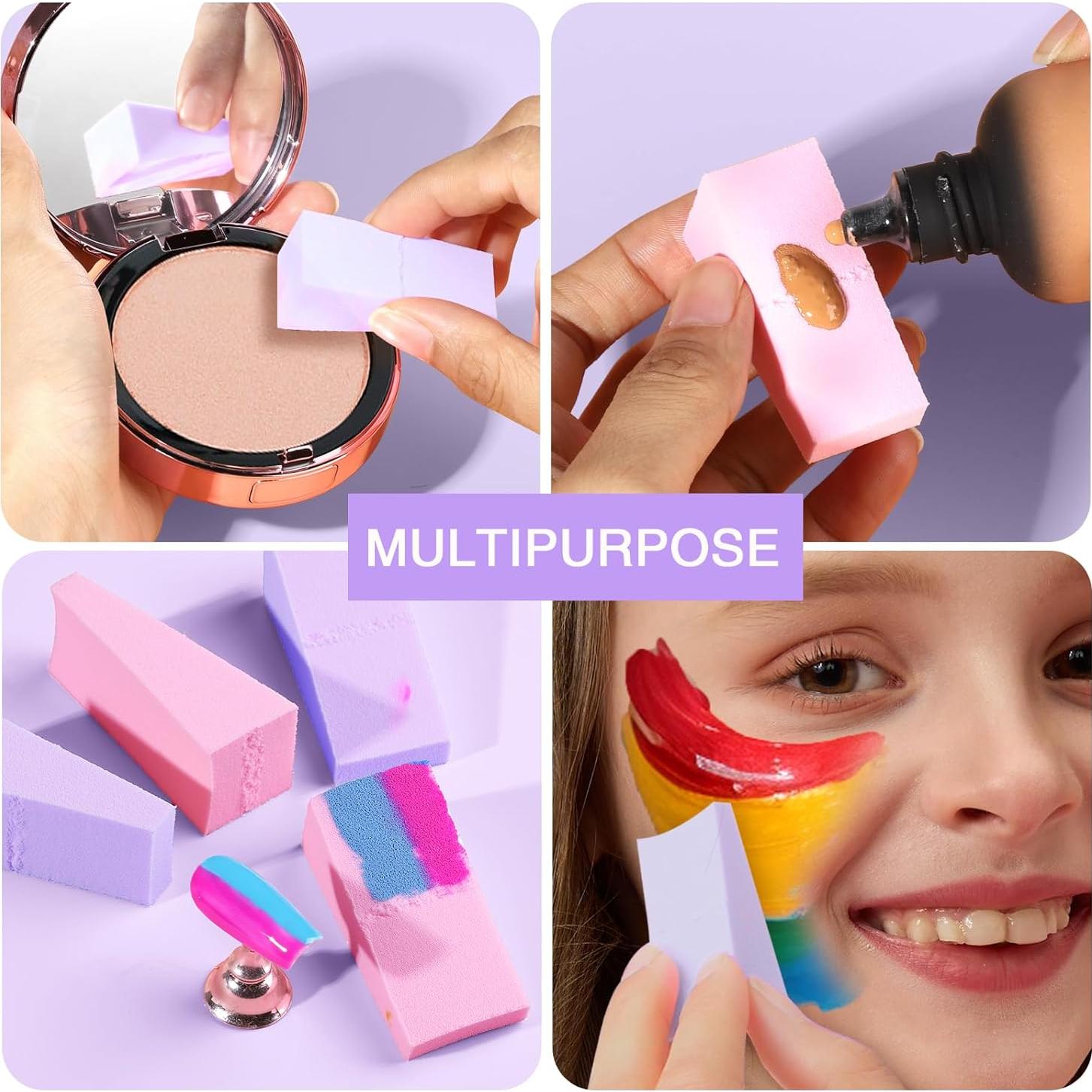 Esponjas de Maquillaje Teenitor 48 Pcs Sin Látex Rosa/Púrpura