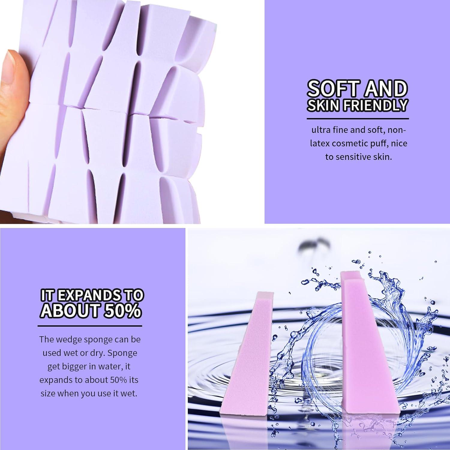 Esponjas de Maquillaje Teenitor 48 Pcs Sin Látex Rosa/Púrpura