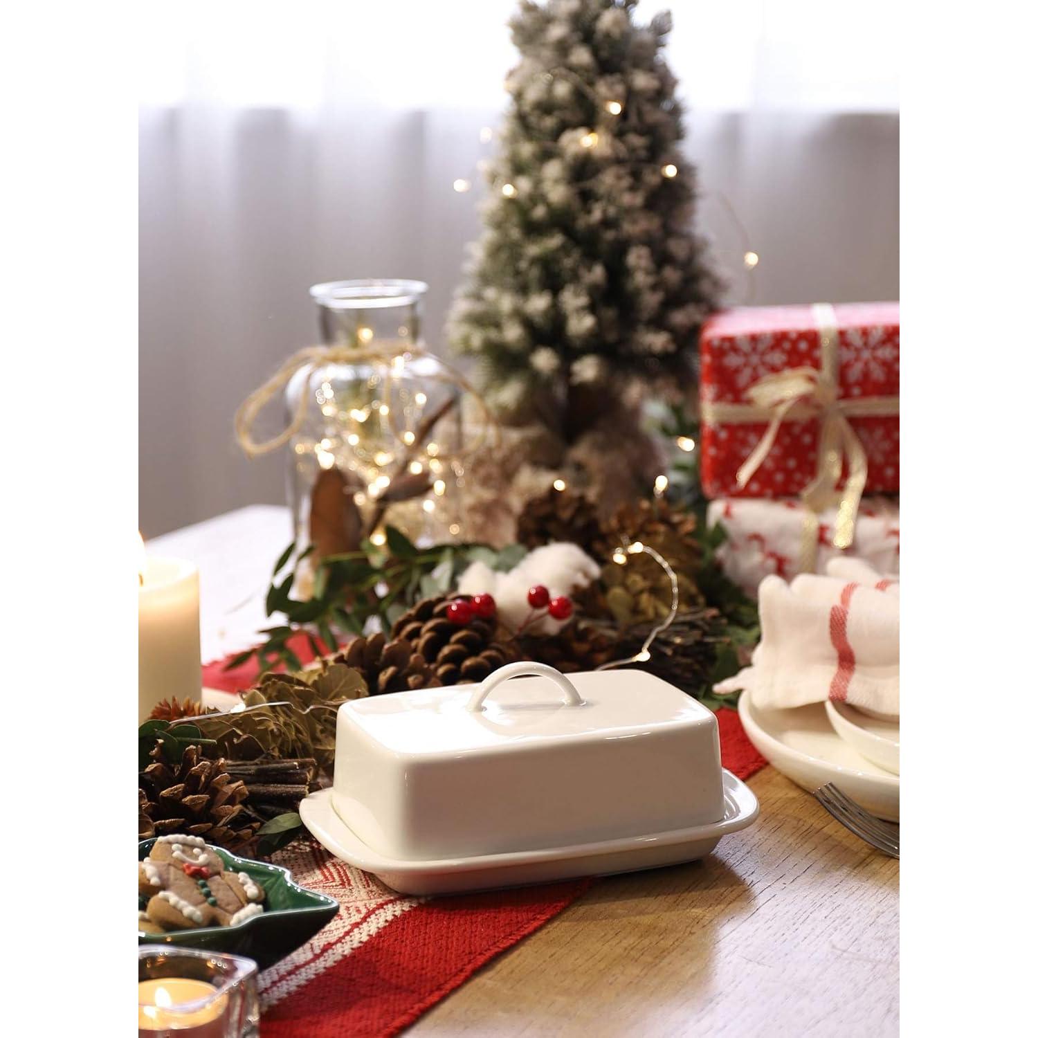 Plato de Mantequilla Grande Sweese con Tapa 19.6 cm Blanco