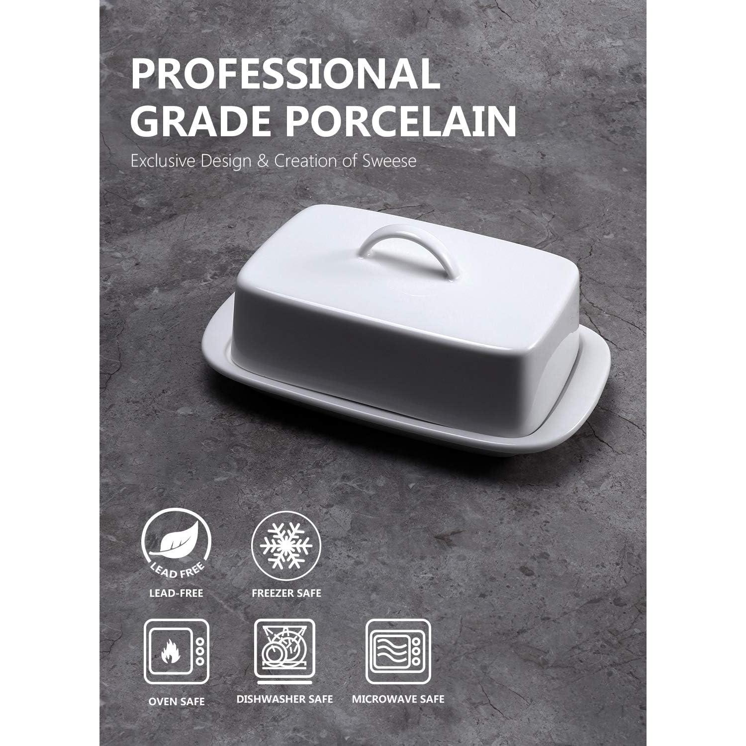 Plato de Mantequilla Grande Sweese con Tapa 19.6 cm Blanco