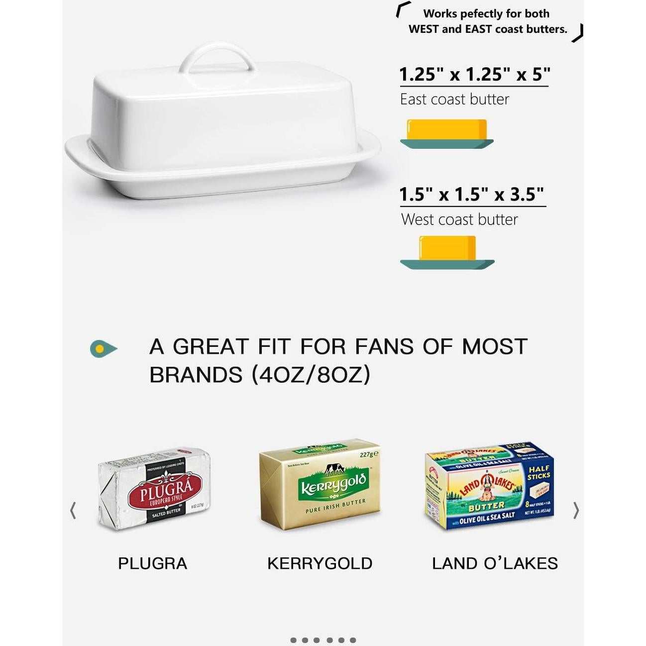 Plato de Mantequilla Grande Sweese con Tapa 19.6 cm Blanco