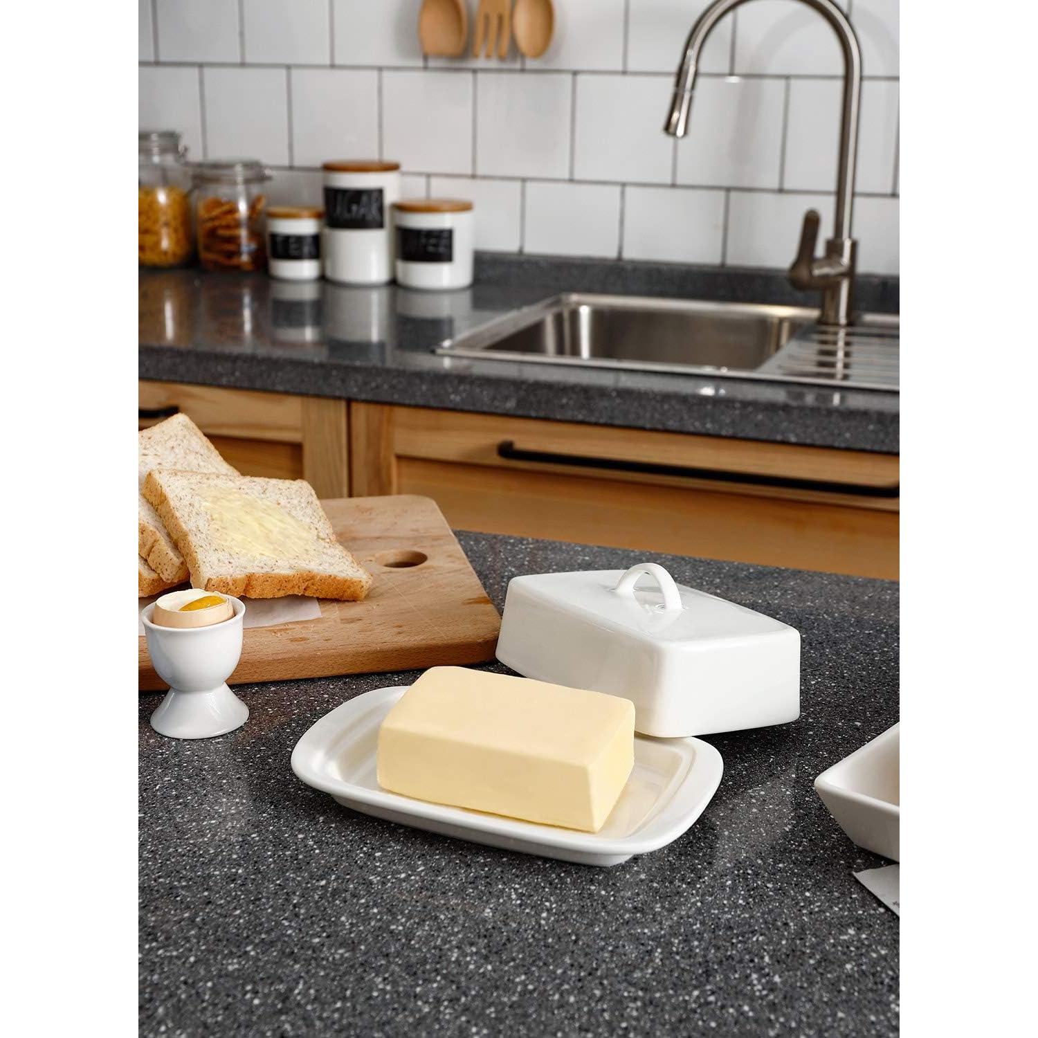 Plato de Mantequilla Grande Sweese con Tapa 19.6 cm Blanco