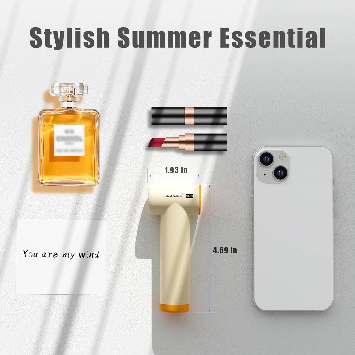 Ventilador de Mano Jaroco Turbo 85000RPM Recargable USB-C Beige