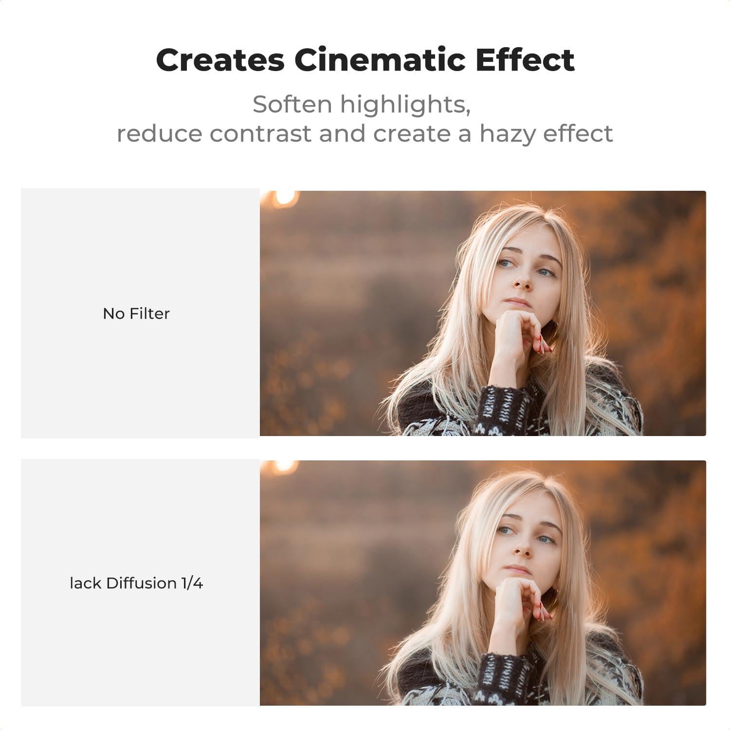 Filtro de Lente K&F Concept 67mm Clip-on Difusión Negra 1/4