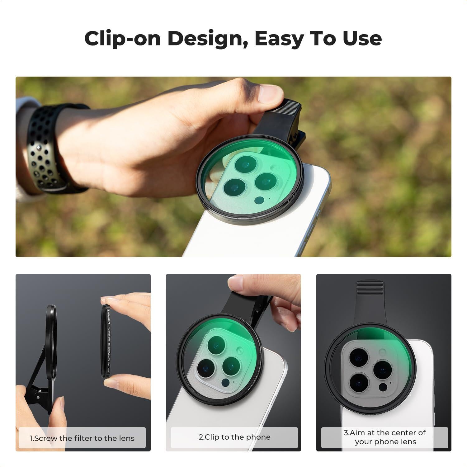 Filtro de Lente K&F Concept 67mm Clip-on Difusión Negra 1/4