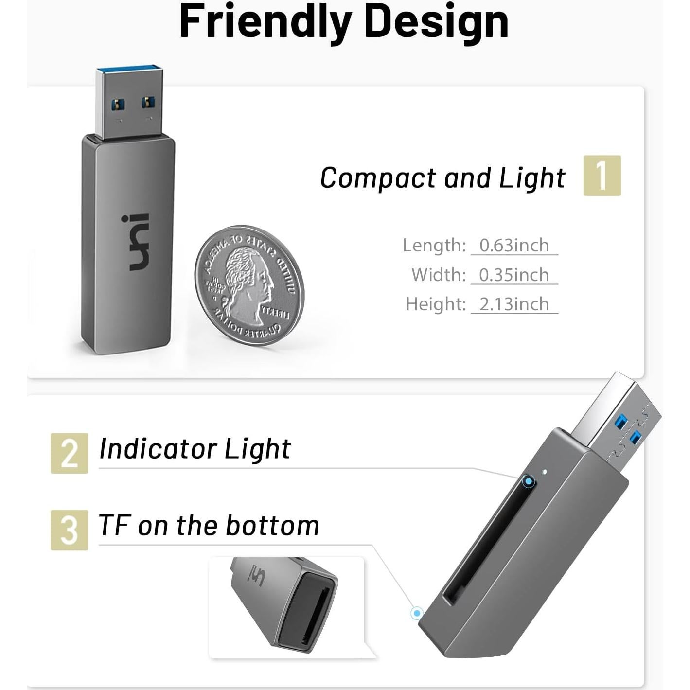 Lector de Tarjeta SD USB 3.0 uni - Alta Velocidad 2TB