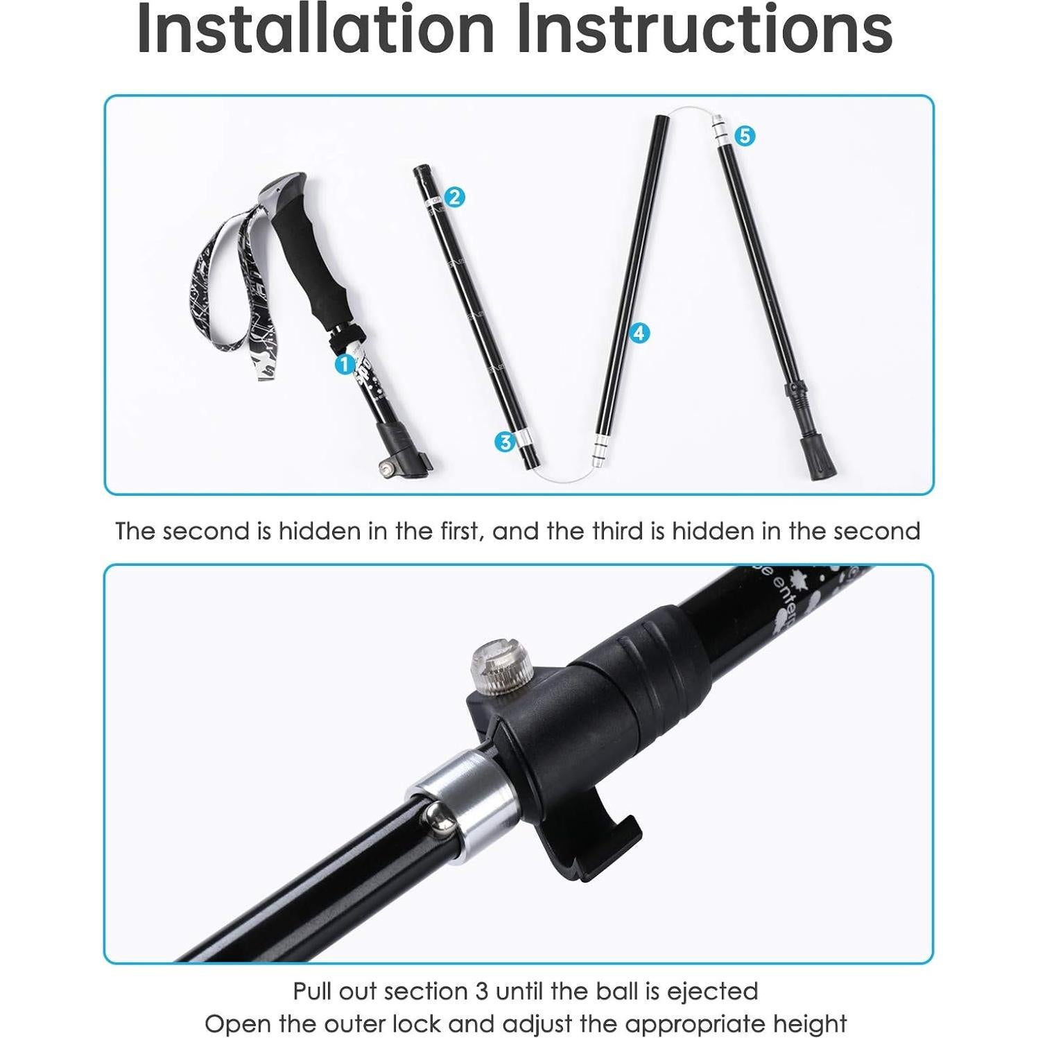 Bastones de Trekking Yovital Ajustables Aluminio 7075 135 cm