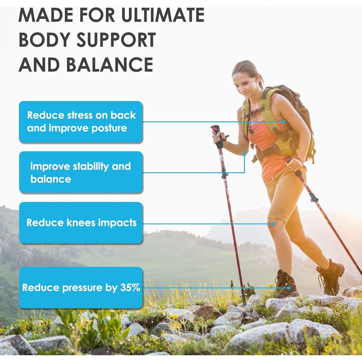 Bastones de Trekking Yovital Ajustables Aluminio 7075 135 cm