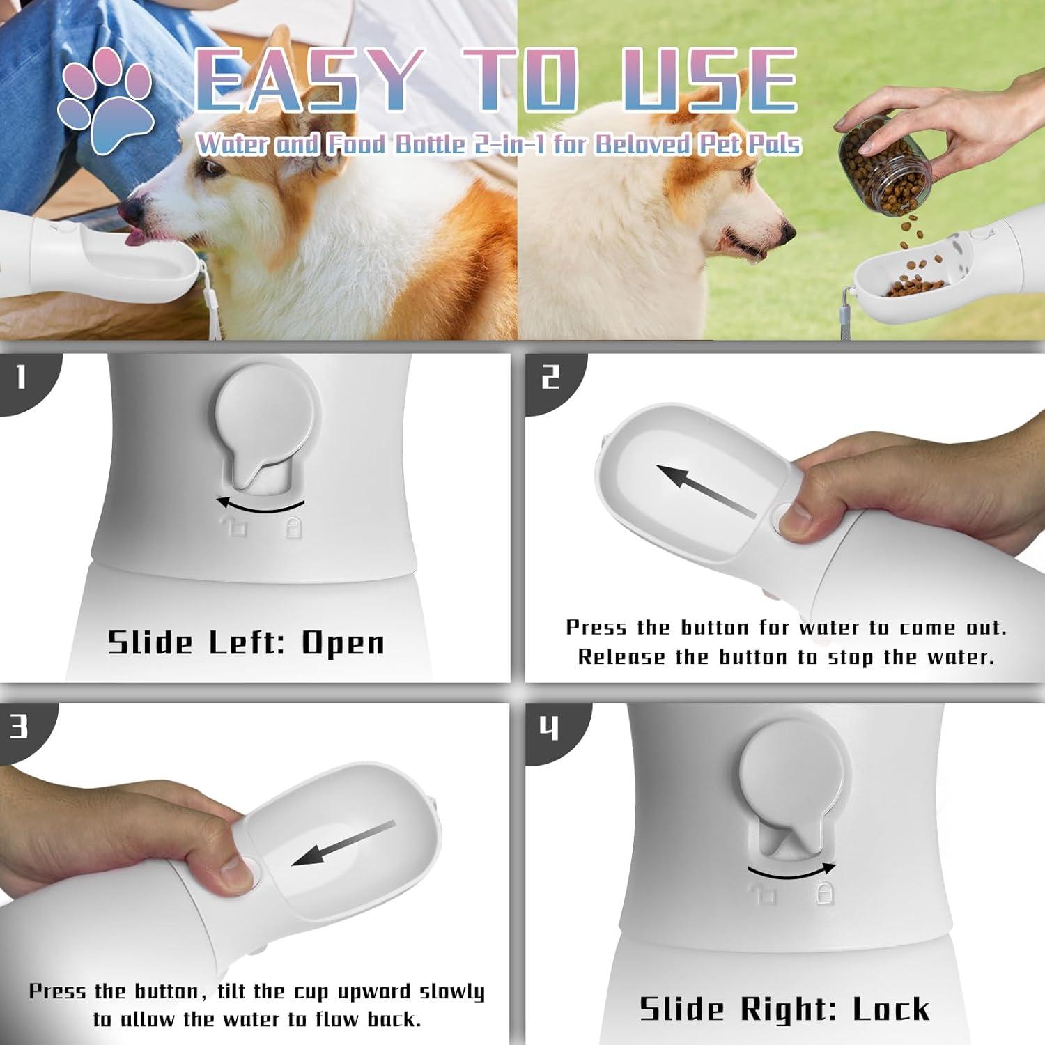 Botella de Agua Portátil para Perros Mitocapy 19Oz Doble Función