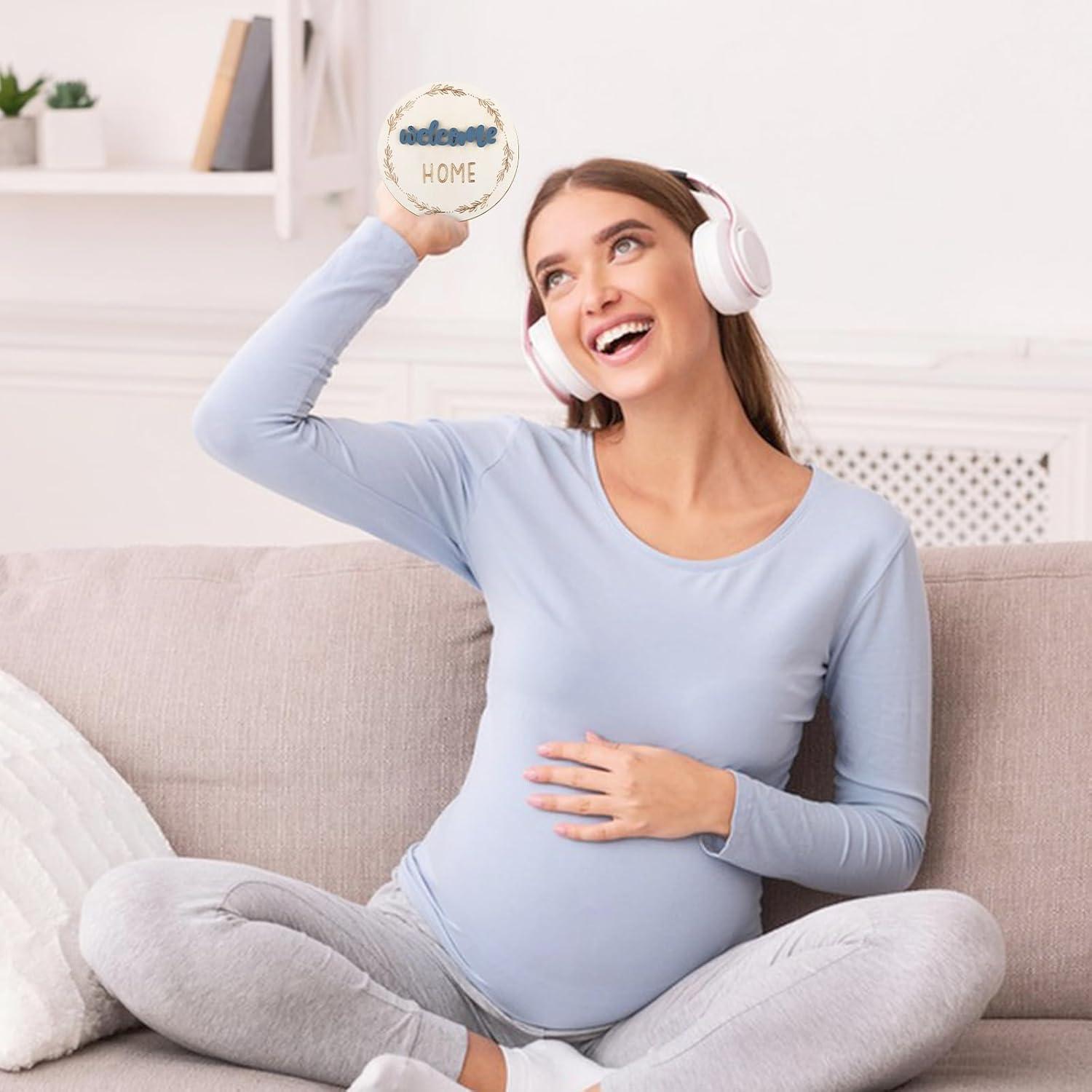 Tarjetas de Hitos Mensuales Bebé Madera Doble Cara Azul 1-12 Meses