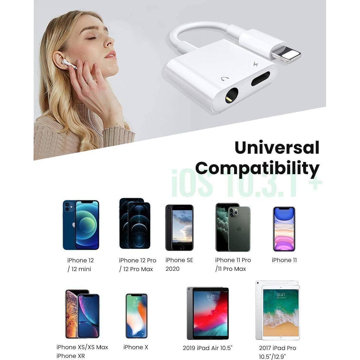 Adaptador de Auriculares Lightning a 3.5mm esbeecables 3 Pzs