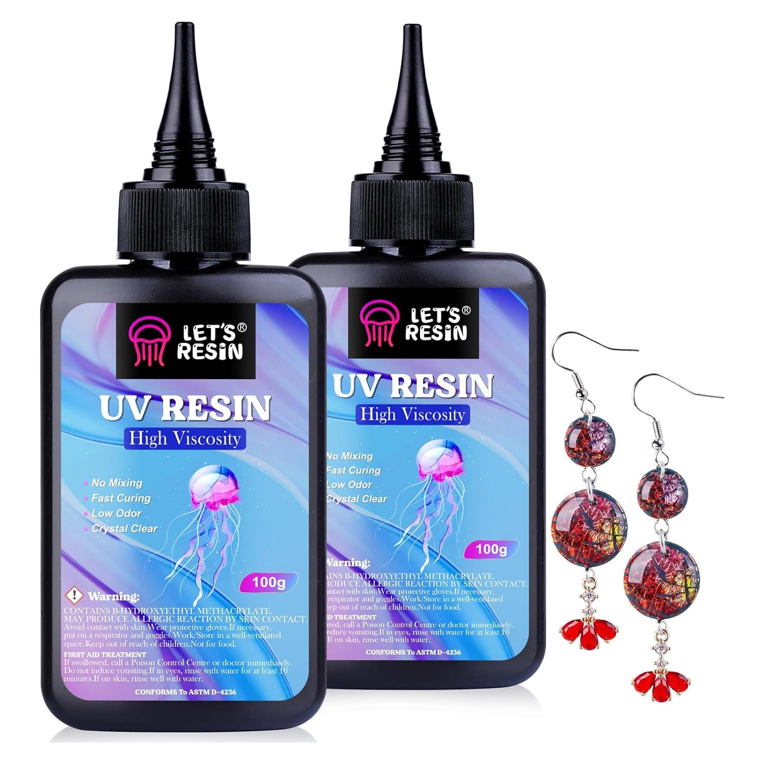 Kit de Resina UV LET'S RESIN 200g Cristalina Alta Viscosidad