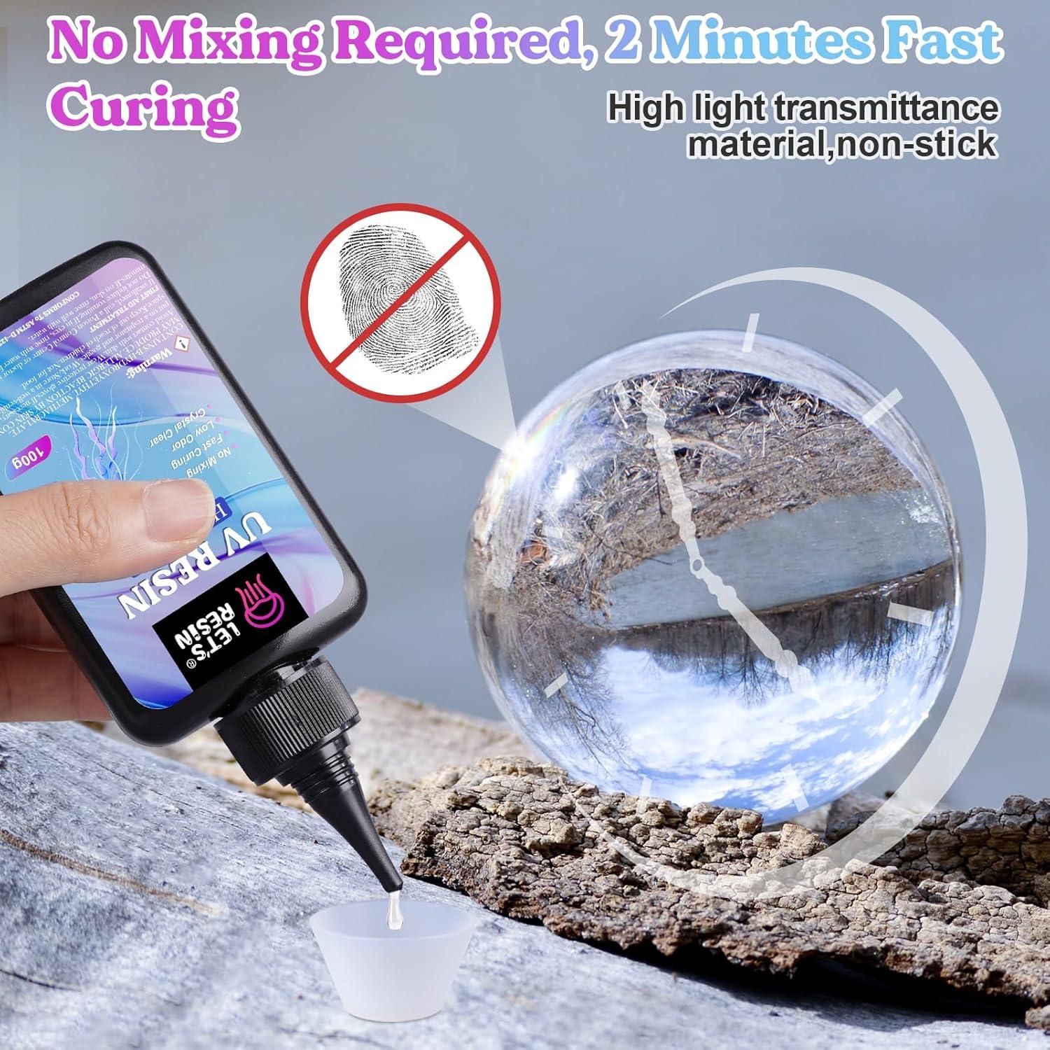 Kit de Resina UV LET'S RESIN 200g Cristalina Alta Viscosidad