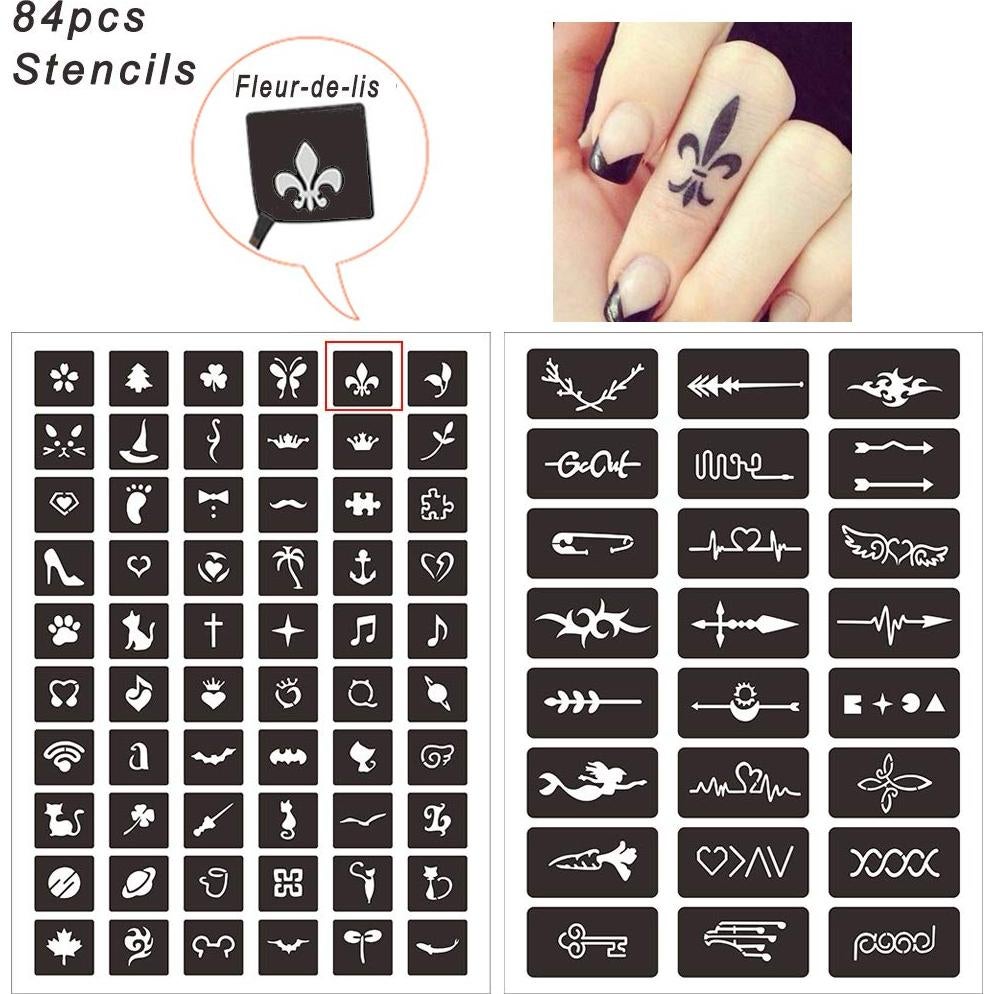 Kit de Pintura Temporal de Pecas Charmark 84 Pcs con 3 Tintas