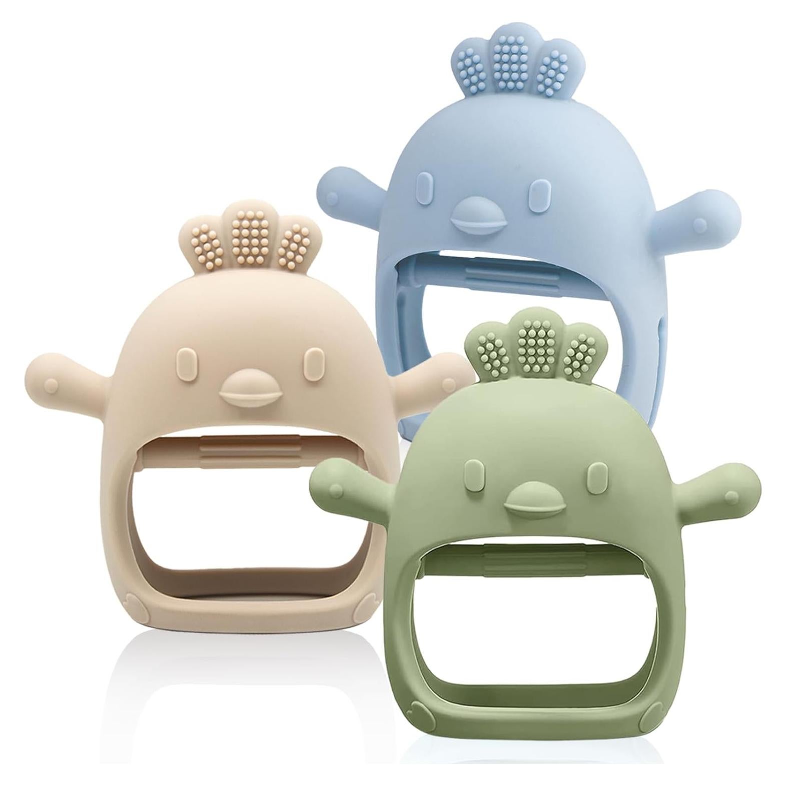 3 Paquetes Mitón de Dentición Silicona Bebés 3+ Meses BPA Free