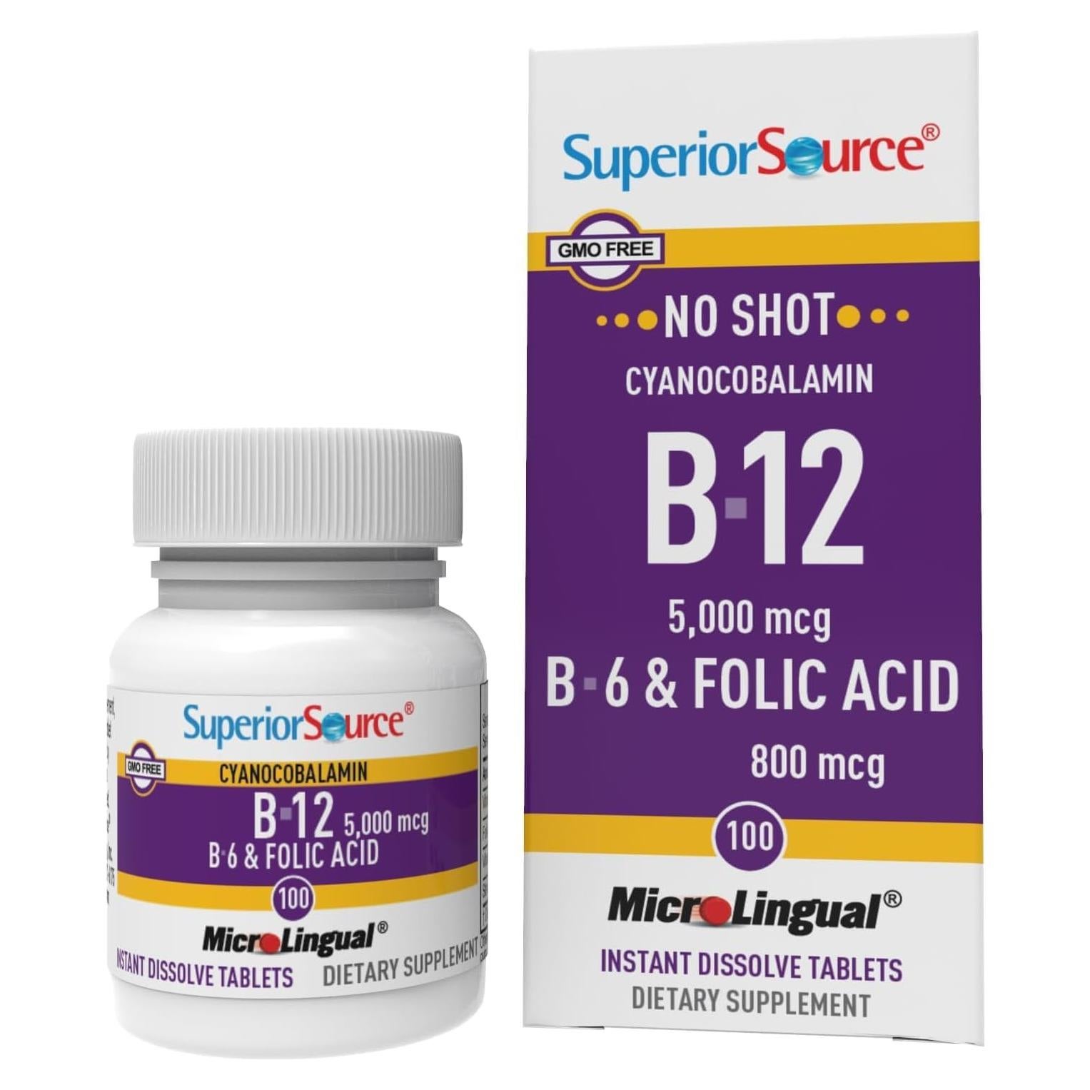Vitamina B12 Sublingual 5000 mcg Superior Source - 100 Tabletas