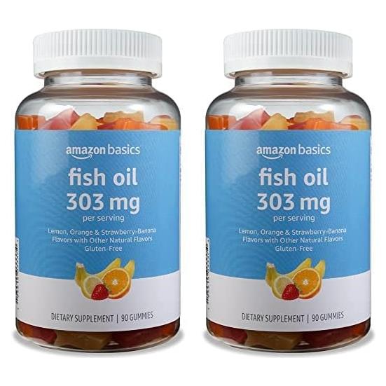 Gominolas Omega-3 Amazon Basics 90 Unidades Sabor Limón Naranja Fresa-Banana