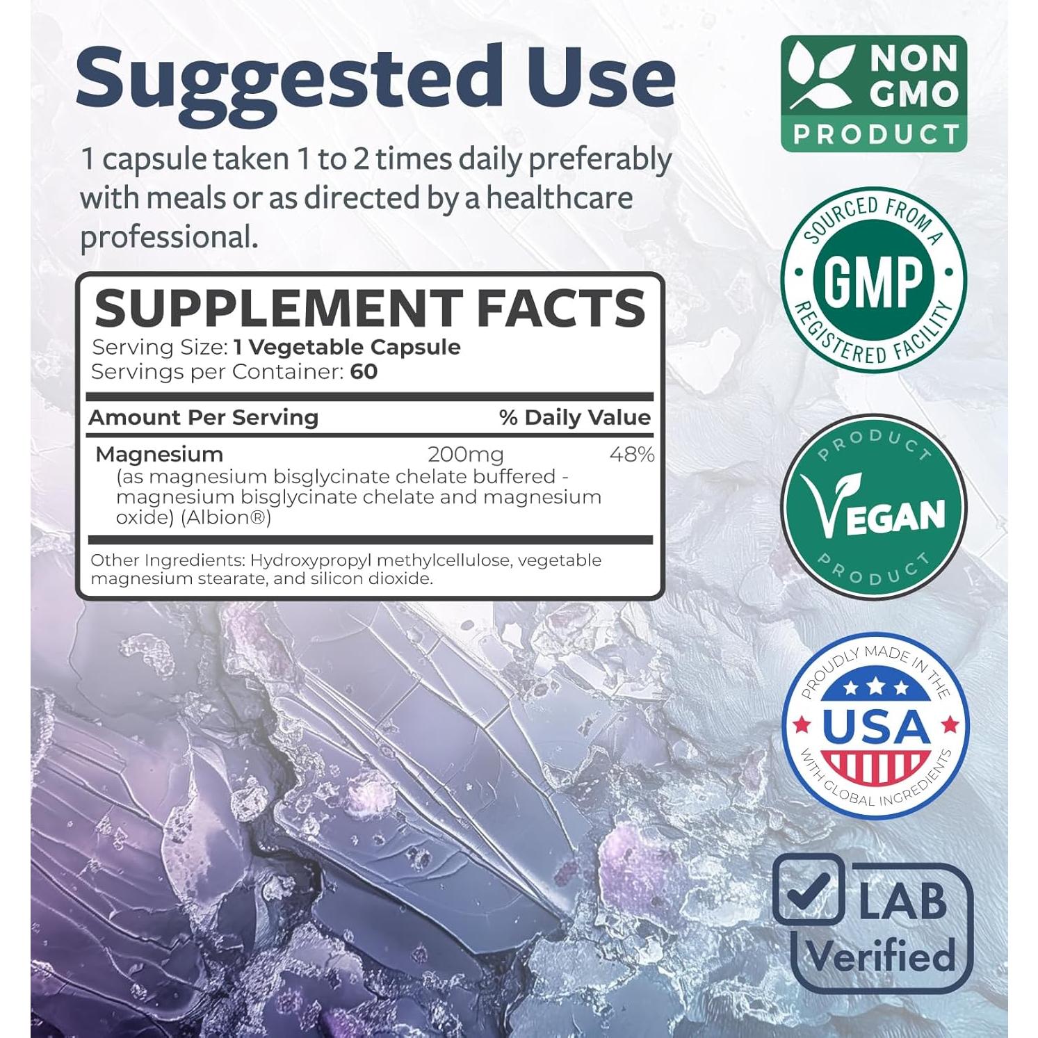 Cápsulas de Bisglicinato de Magnesio Healths Harmony 200mg