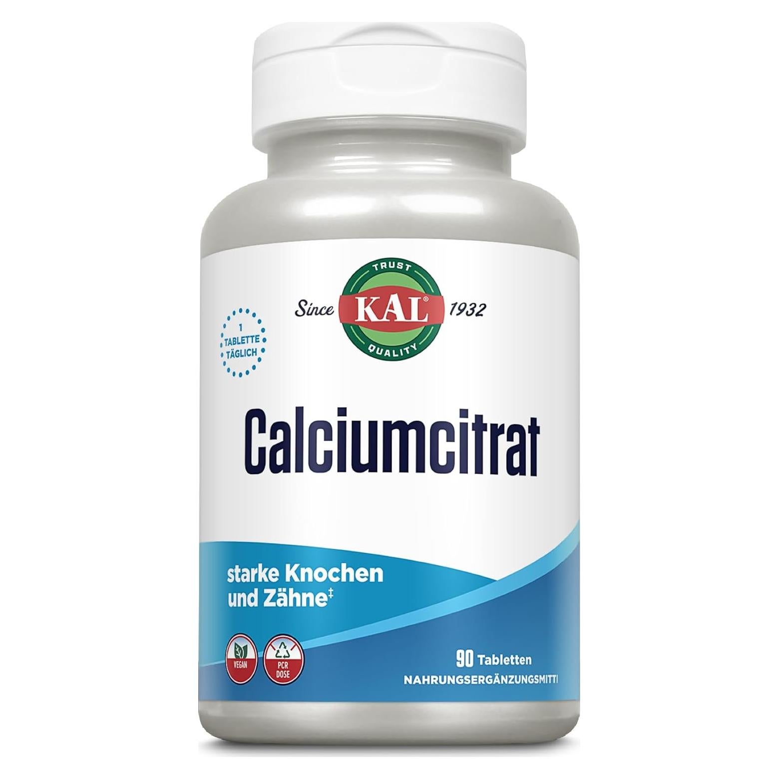 Citrato de Calcio KAL 1000 mg 90 Tabletas Bioavailable