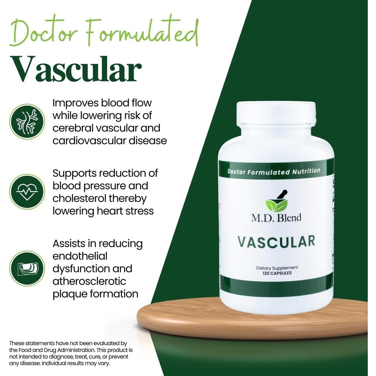 Suplemento Vascular M.D. Blend - 120 Cápsulas de Ajo y Jengibre