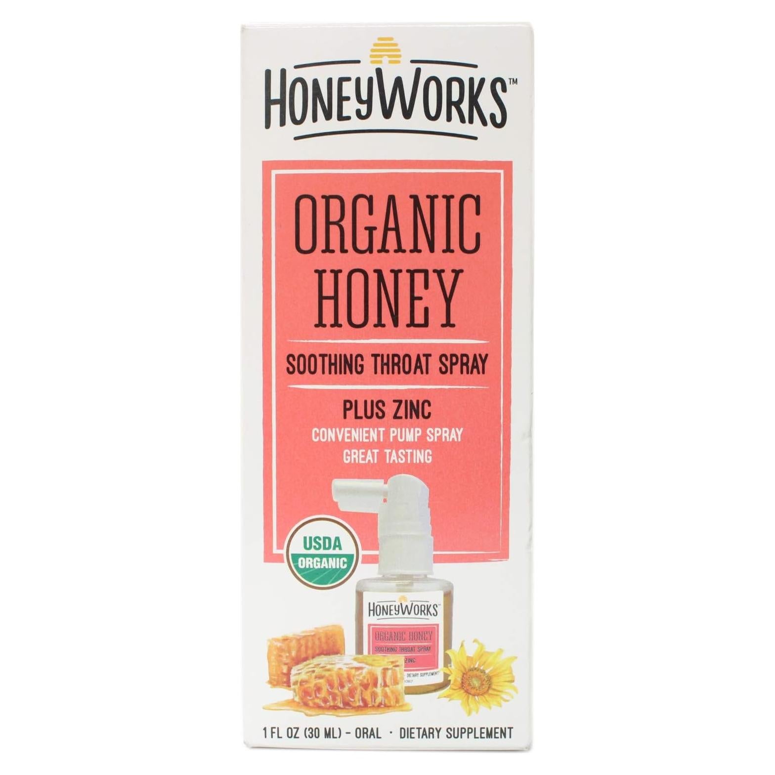 Spray para la garganta HoneyWorks 30 ml con miel orgánica y zinc