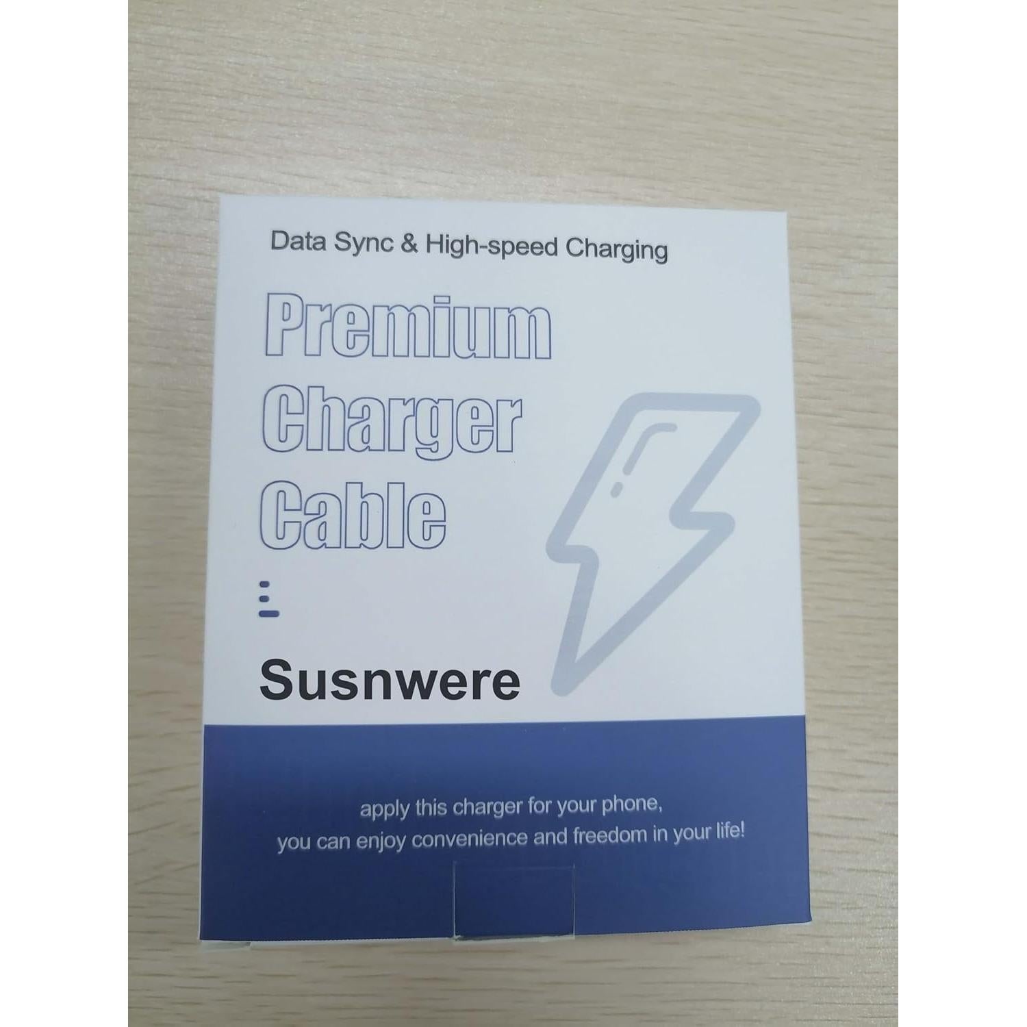 Cargador Rápido 20W USB C Susnwere + Cable 6FT Lightning Blanco