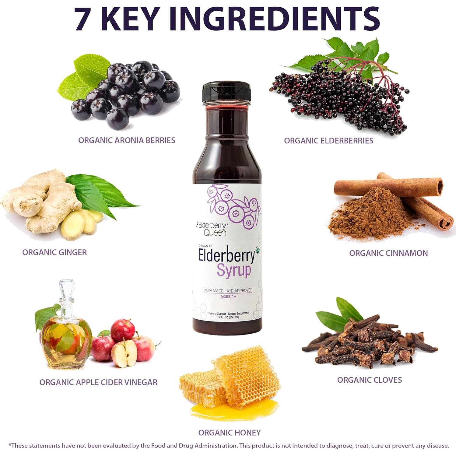 Jarabe de Saúco Orgánico Elderberry Queen 355 ml - Soporte Inmunológico