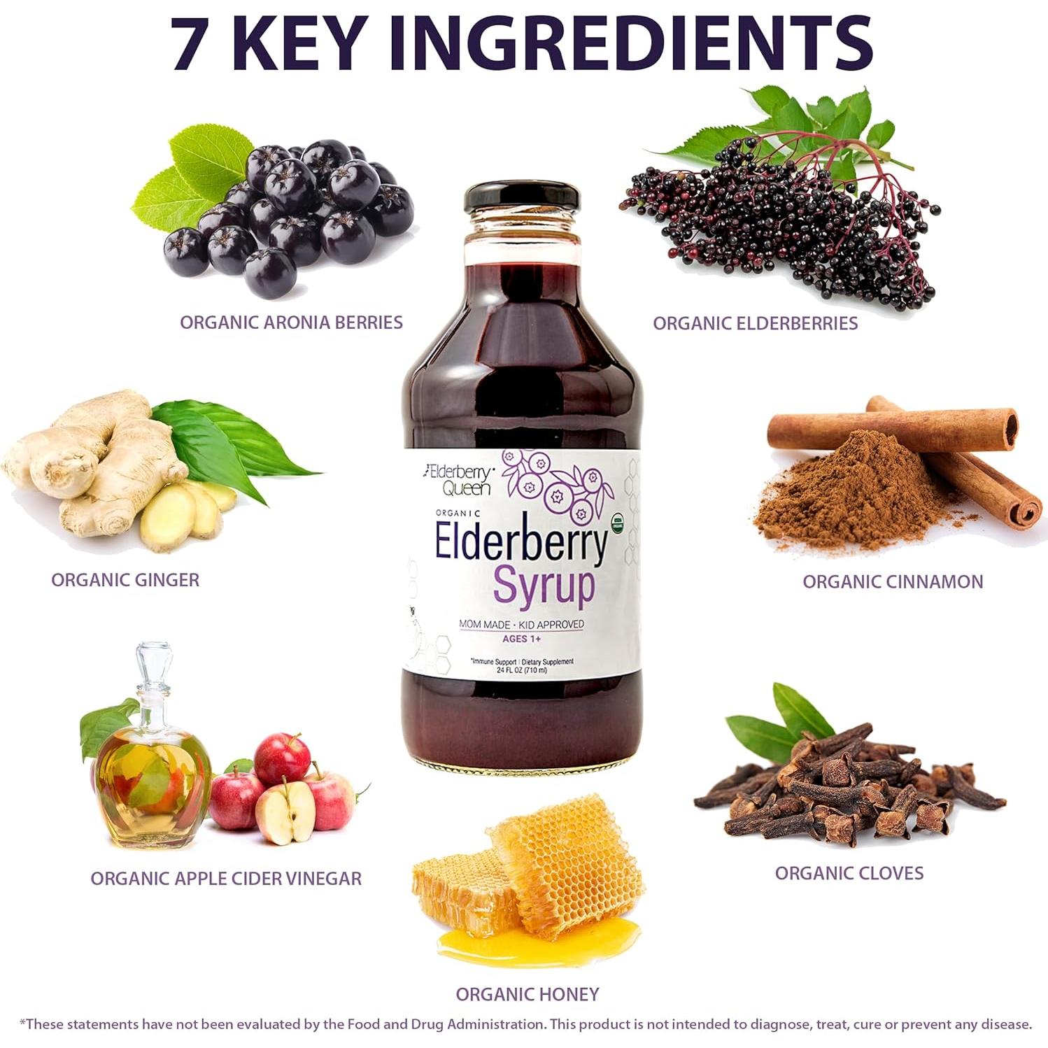 Jarabe de Saúco Orgánico Elderberry Queen 710 ml - Soporte Inmunológico