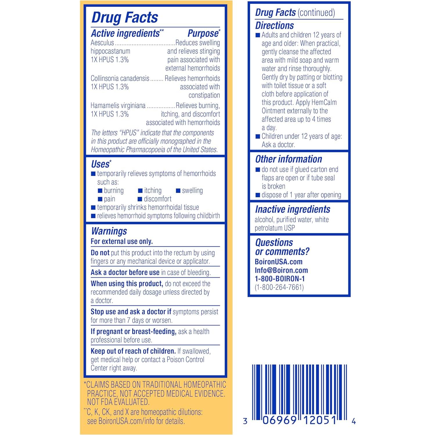 Ungüento HemCalm Boiron 28.35 g para Hemorroides