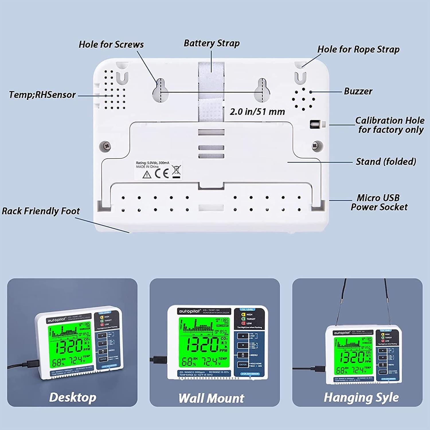 Monitor de CO2 Autopilot APCEM2 con registrador de datos