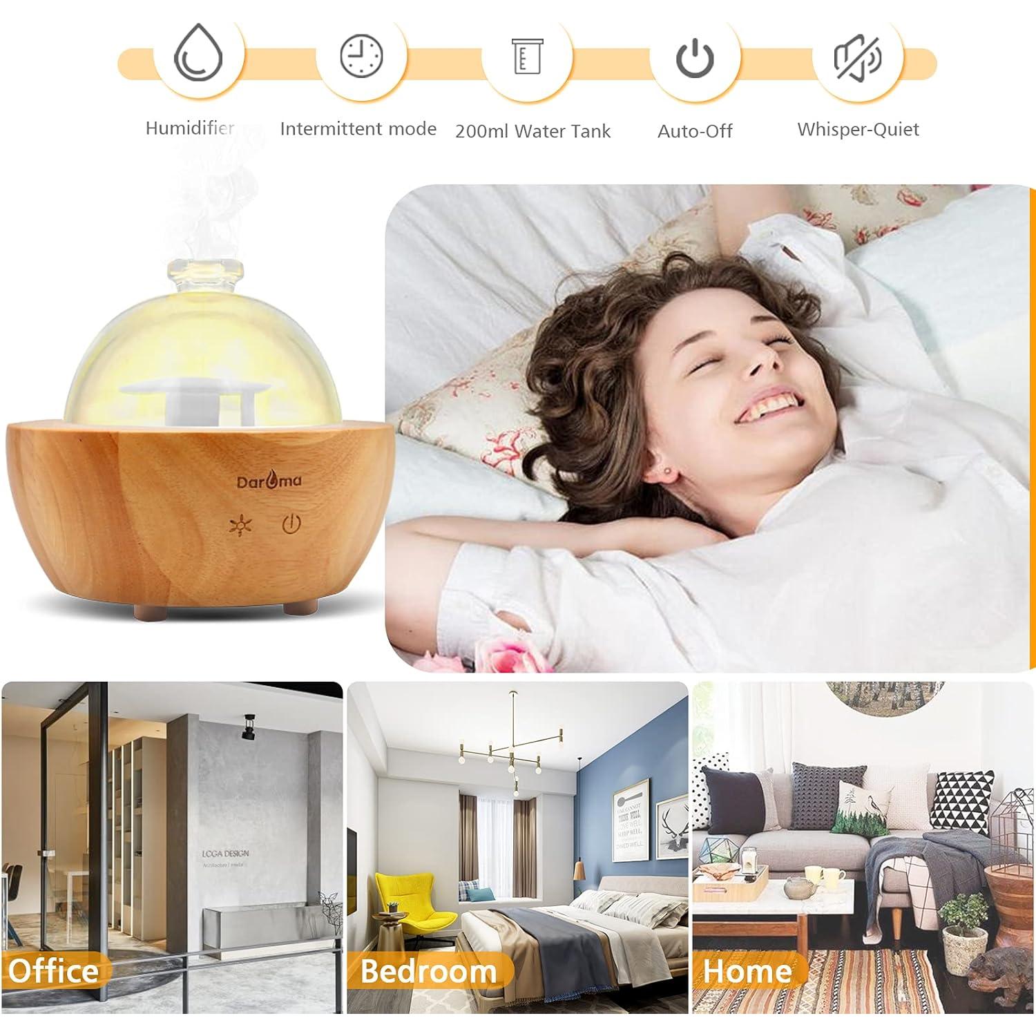 Difusor de Aceite Esencial DAROMA 200ml con Luz LED y Apagado Automático